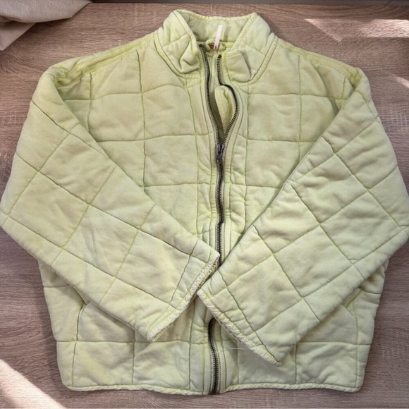 Free People Dolman Quilted Knit Jacket in Lime Green Size Small - Picture 3 of 6